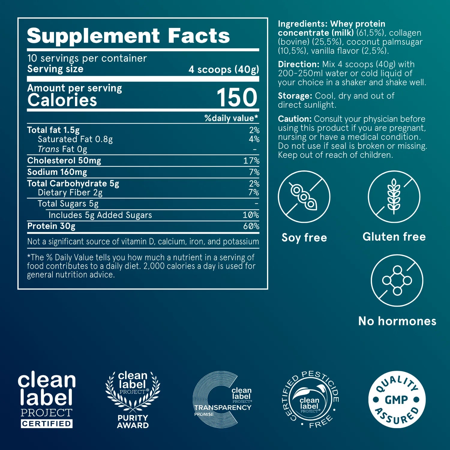 CP2 Whey Protein & Collagen Blend, Bourbon Vanilla Flavor